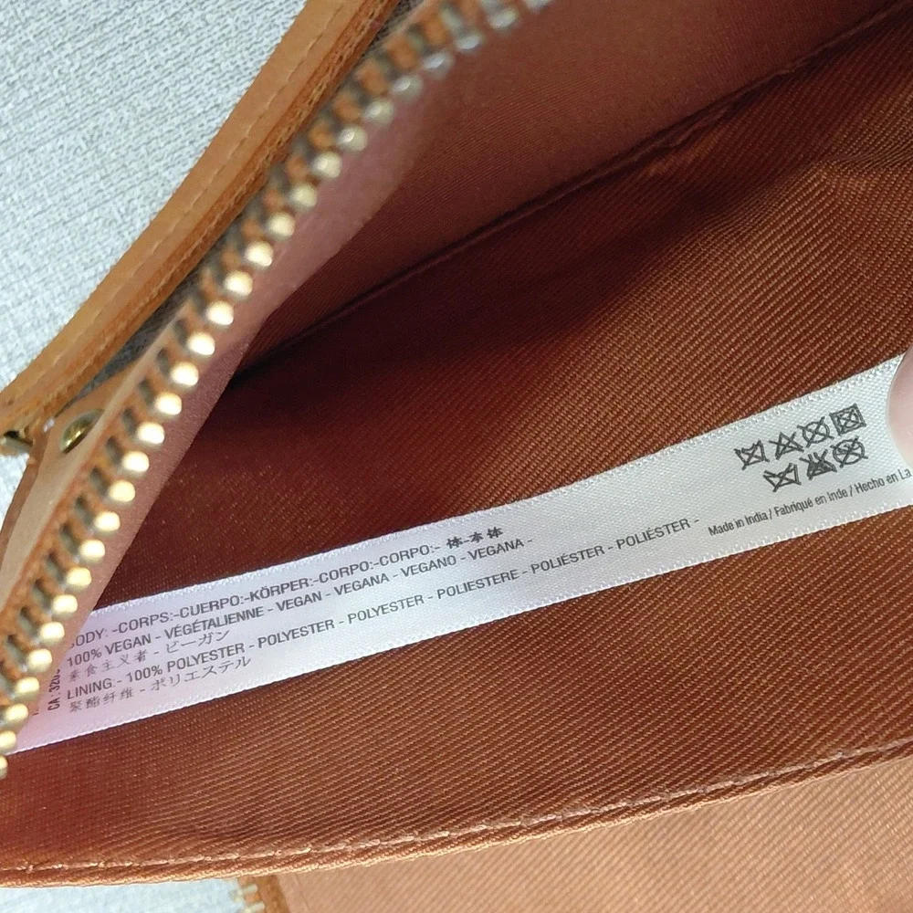 Free People Vegan Leather Zip Around Wallet Women's Brown Wristlet